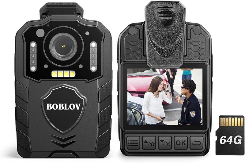 BOBLOV KJ25 1080P Body Camera,3000mAh Large Battery for 13 Hours Video Shooting with Audio, Night Vision Body Cam with Pre/Post-Recording, Multiple Use for Law Enforcement(64G Included) - Image 1